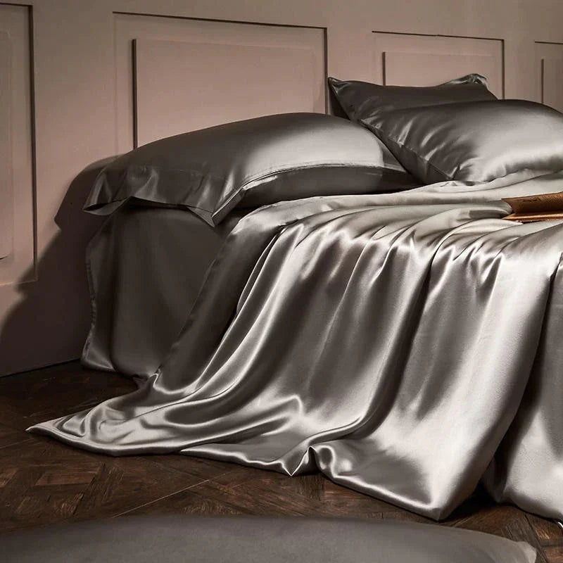 25 Momme Luxury Pure Mulberry Silk Bedding Set med 4 sängkläder