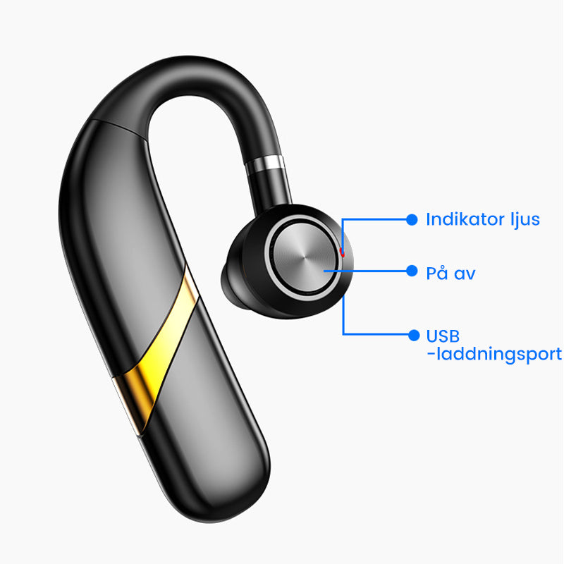 Trådlösa bluetooth hörlurar med öronkrok