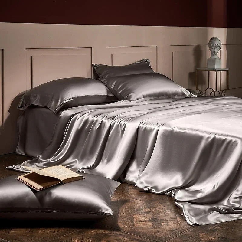 25 Momme Luxury Pure Mulberry Silk Bedding Set med 4 sängkläder