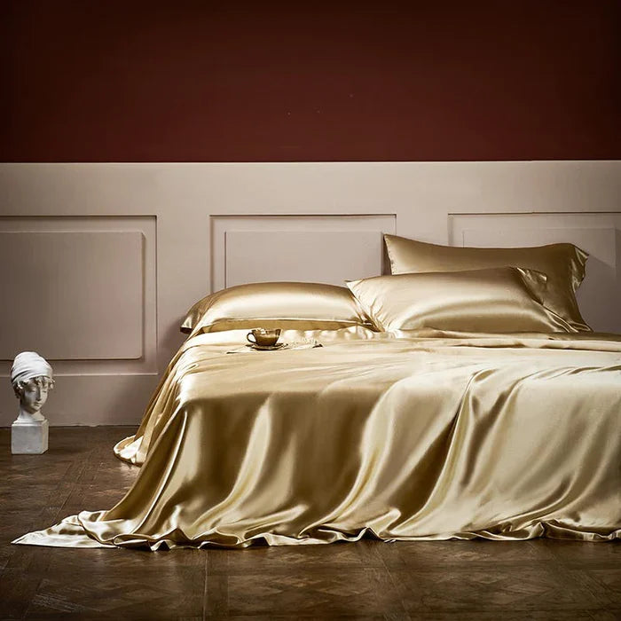 25 Momme Luxury Pure Mulberry Silk Bedding Set med 4 sängkläder