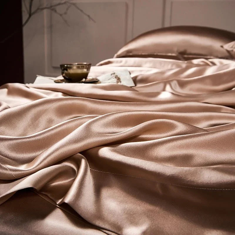 25 Momme Luxury Pure Mulberry Silk Bedding Set med 4 sängkläder