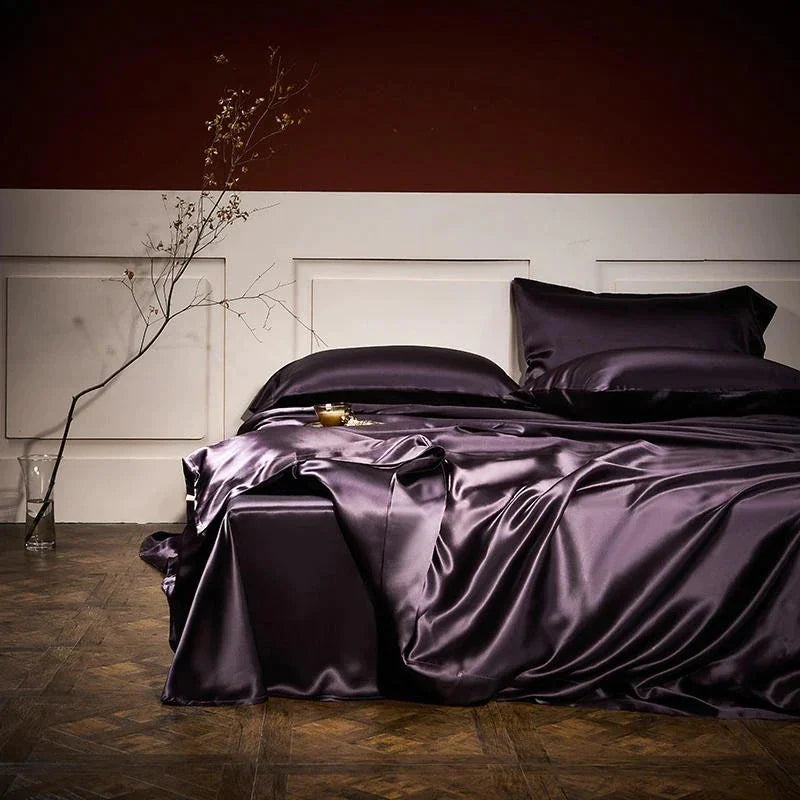 25 Momme Luxury Pure Mulberry Silk Bedding Set med 4 sängkläder