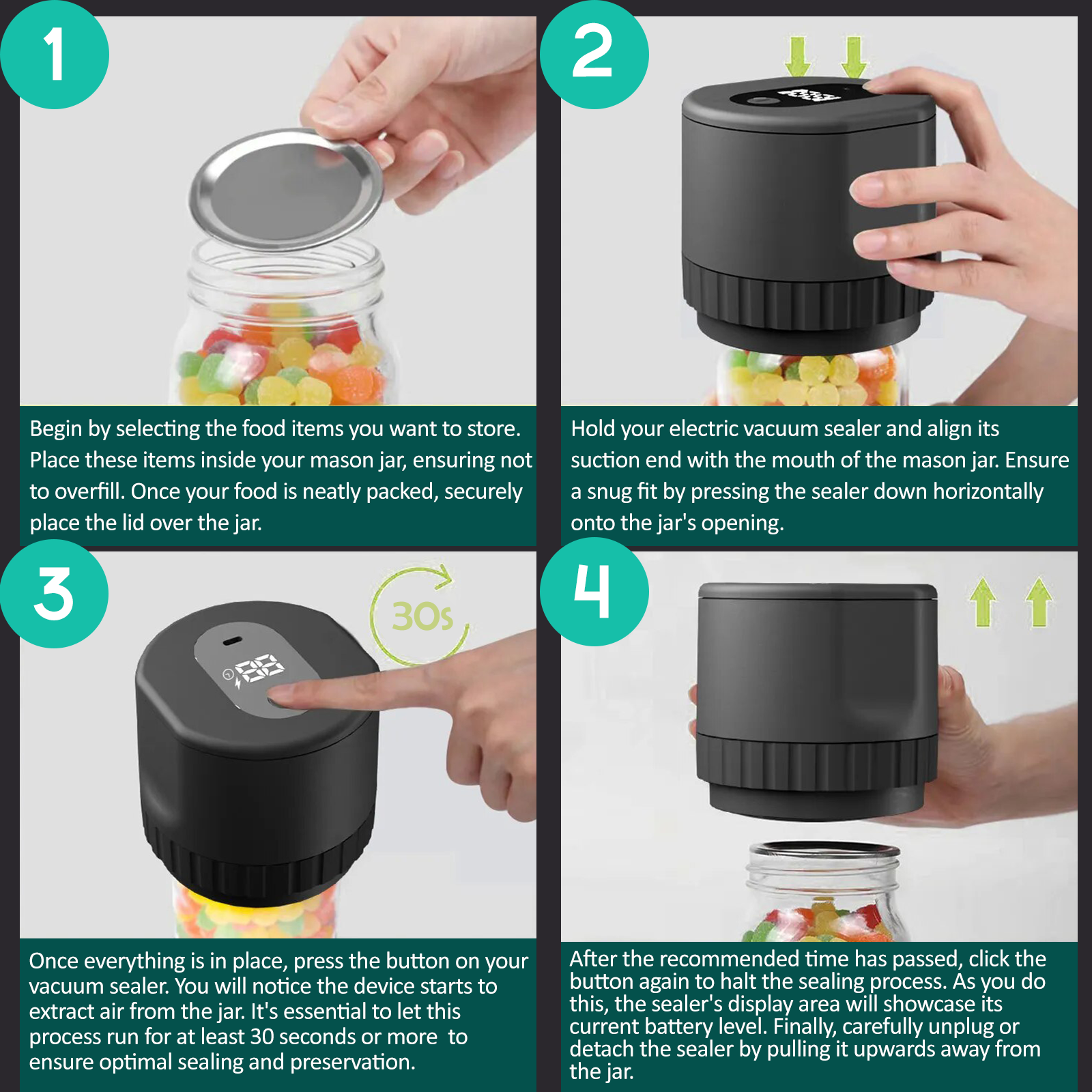 TrueBright - Smart Mason Jar Vacuum Sealer för Hållbar Fräschhet!