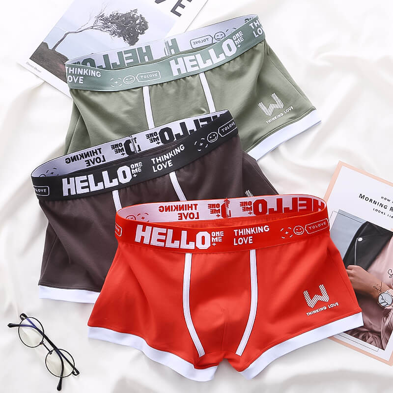 3x Tropiska HELLO Boxershorts i Bomull.