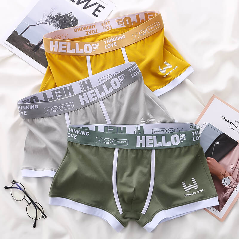 3x Tropiska HELLO Boxershorts i Bomull.