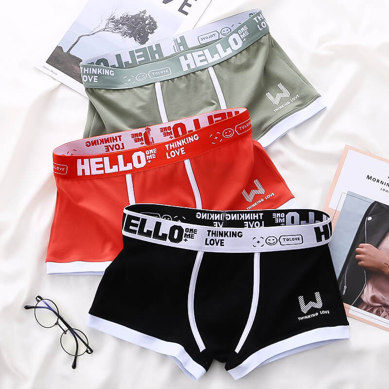 3x Tropiska HELLO Boxershorts i Bomull.