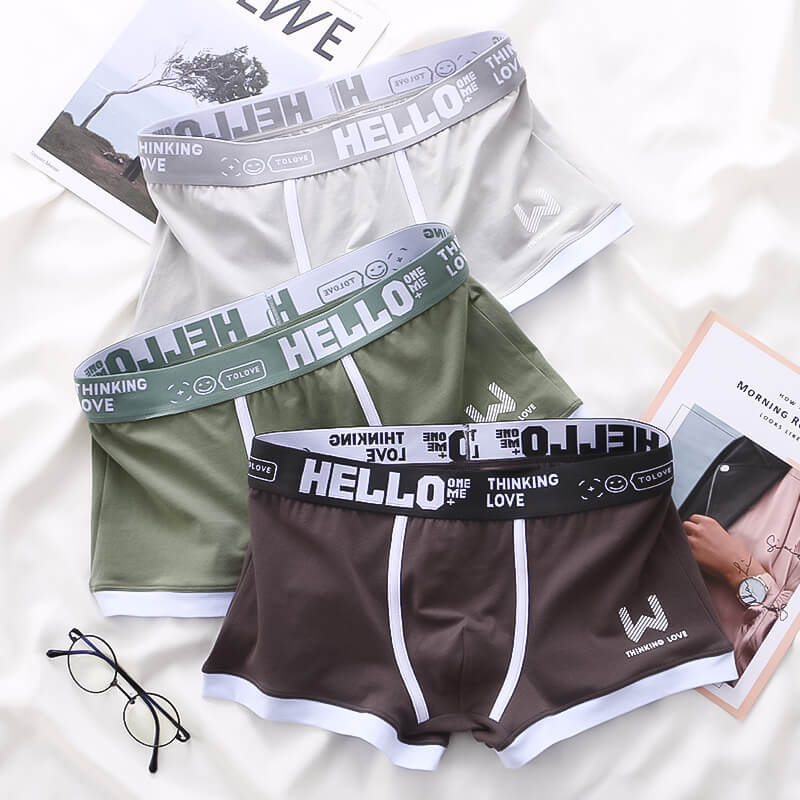 3x Tropiska HELLO Boxershorts i Bomull.